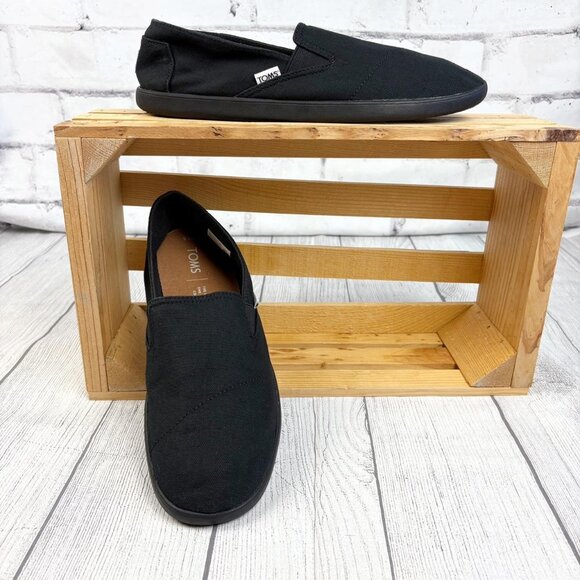 Toms Mens Black 11.5 M Classic Canvas Slip On Shoes Alpargata Espadrille - Picture 1 of 8